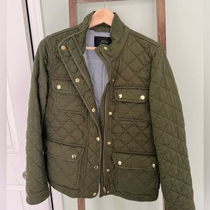 Gently worn JCREW olive quilted jacket